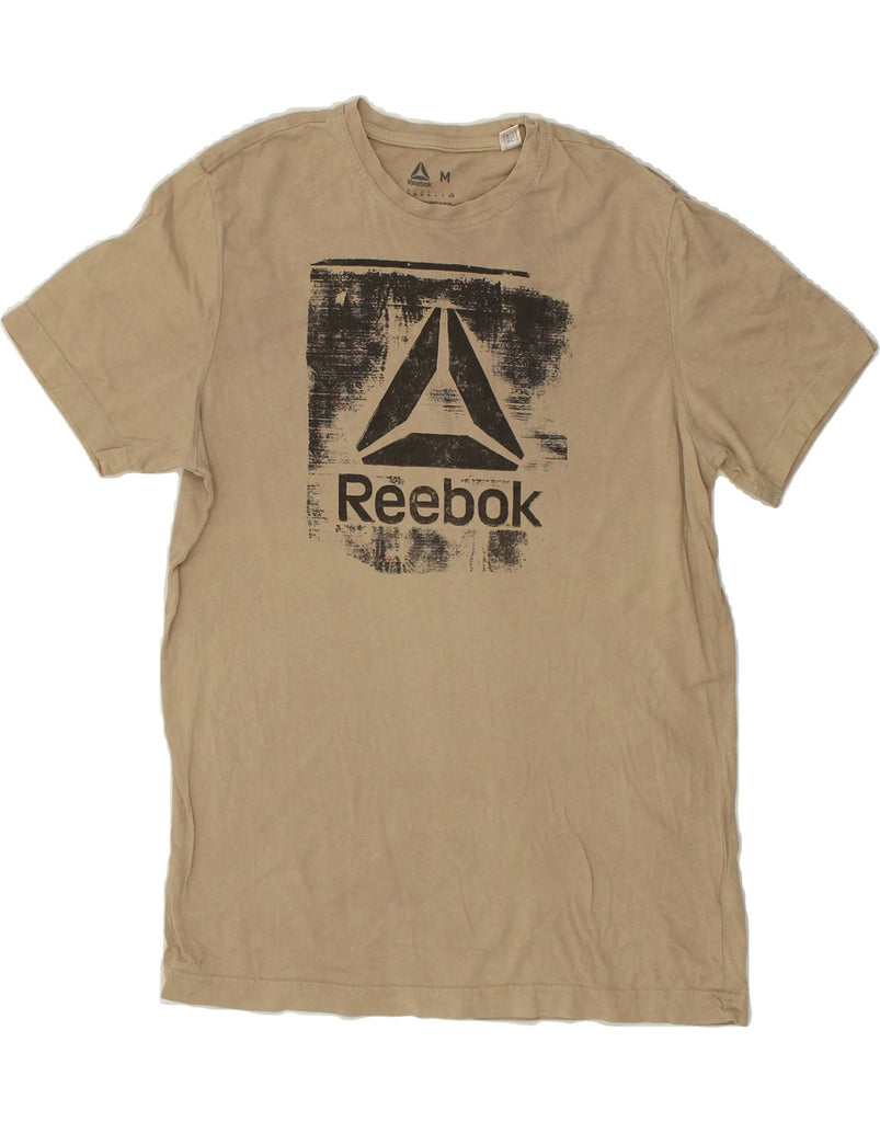 REEBOK Mens Graphic T-Shirt Top Medium Beige Cotton Vintage Reebok and Second-Hand Reebok from Messina Hembry 