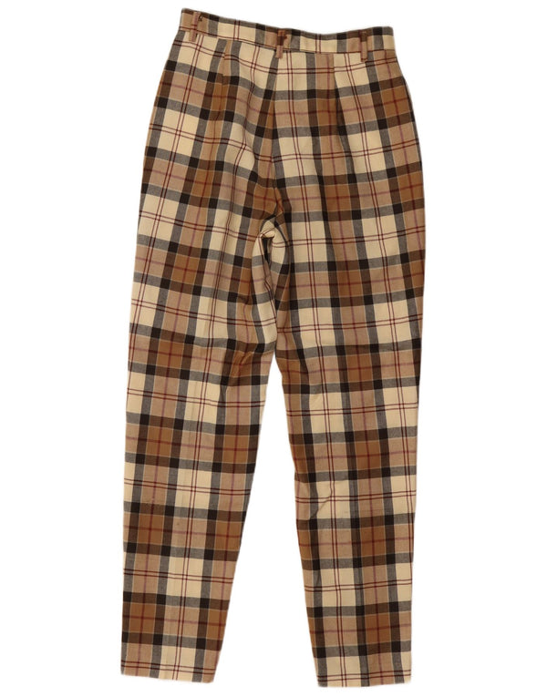 Benetton Womens Tapered Chino Trousers IT 42 Medium W26 L29 Beige Check