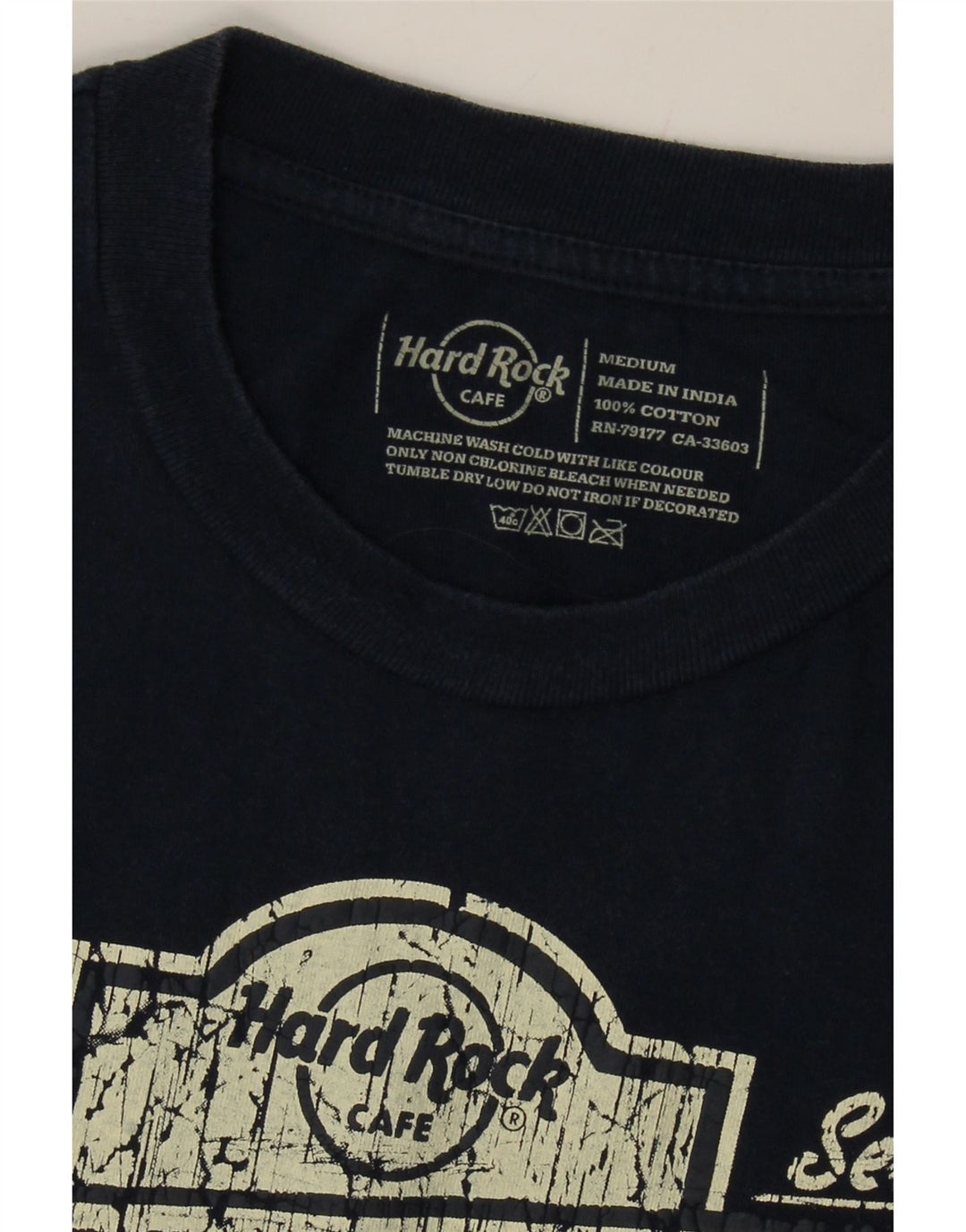 HARD ROCK CAFE Mens Rome Graphic T-Shirt Top Medium Navy Blue Cotton Vintage Hard Rock Cafe and Second-Hand Hard Rock Cafe from Messina Hembry 