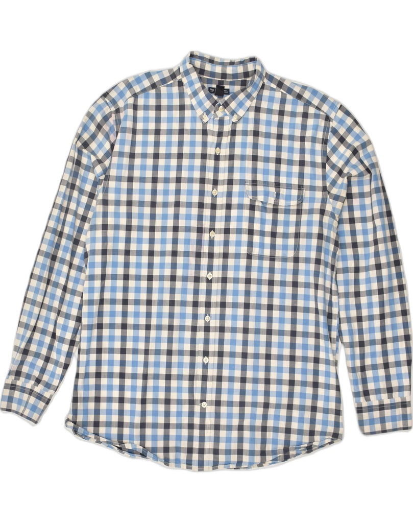 GAP Mens Slim Fit Shirt 2XL Blue Check Cotton | Vintage Gap | Thrift | Second-Hand Gap | Used Clothing | Messina Hembry 