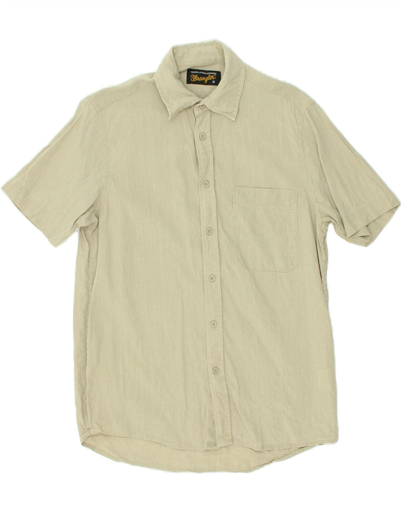 WRANGLER Mens Short Sleeve Shirt Small Beige Linen | Vintage Wrangler | Thrift | Second-Hand Wrangler | Used Clothing | Messina Hembry 