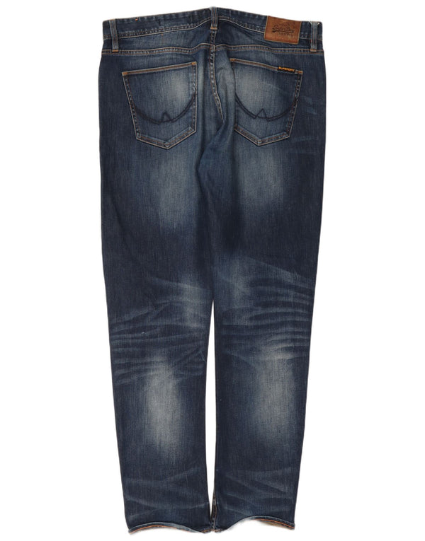 Superdry Mens Copperfill Loose Jeans W36 L34 Navy Blue Cotton