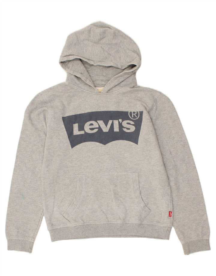 LEVI'S Boys Graphic Hoodie Jumper 13-14 Years Grey Cotton Vintage Levi's and Second-Hand Levi's from Messina Hembry 