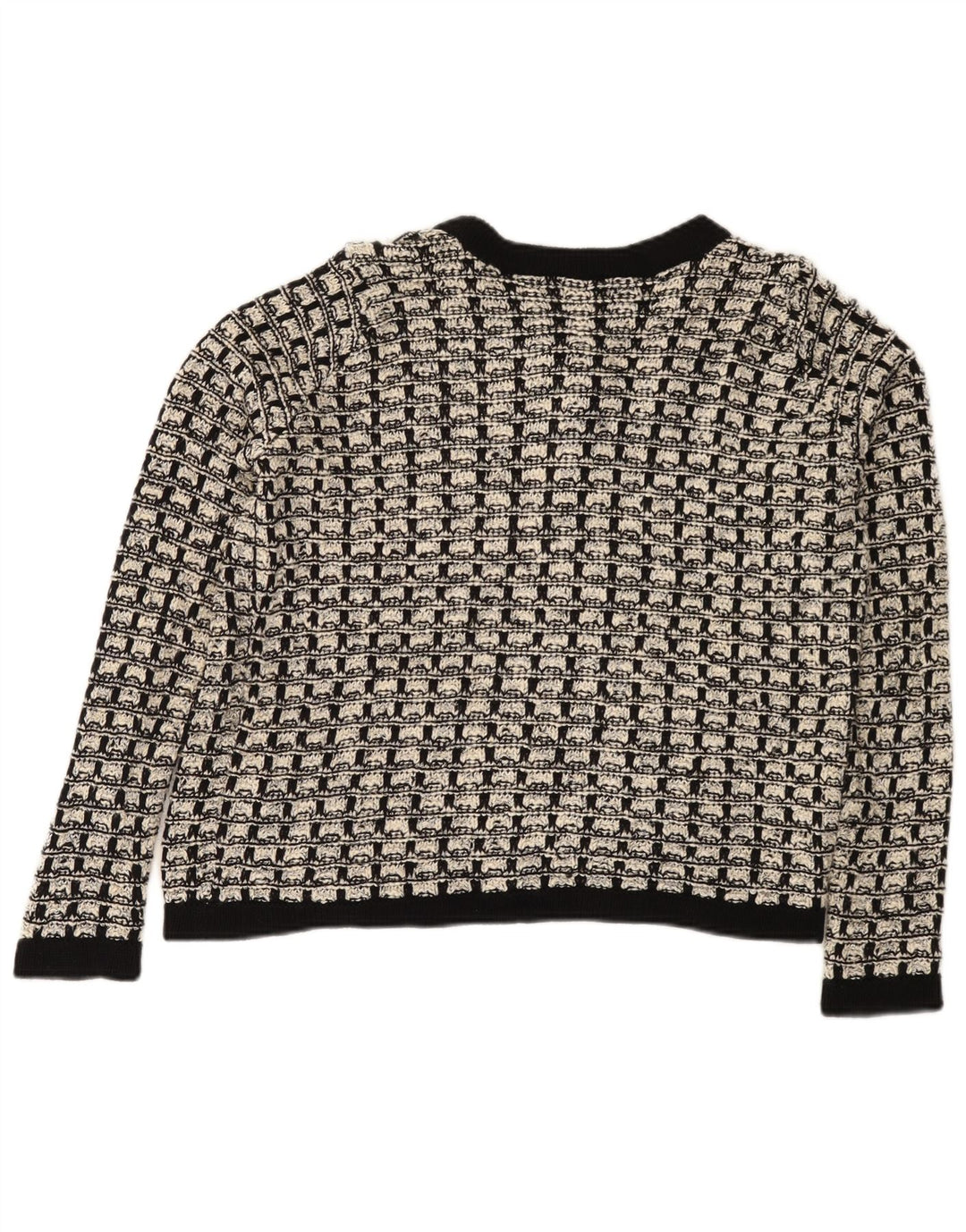 Marks & Spencer Womens Cardigan Sweater UK 12 Medium Black Check Cotton