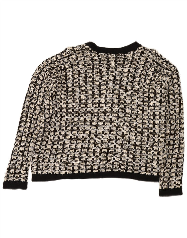 Marks & Spencer Womens Cardigan Sweater UK 12 Medium Black Check Cotton