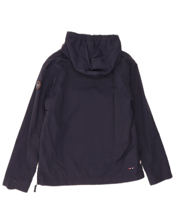 Napapijri Boys Hooded Graphic Anorak Jacket 11-12 Years Navy Blue Polyamide