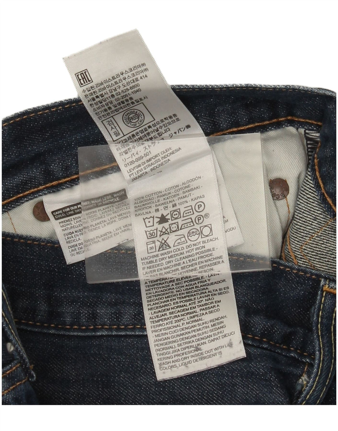 Levi's Mens 501 Straight Jeans W36 L30 Blue Cotton