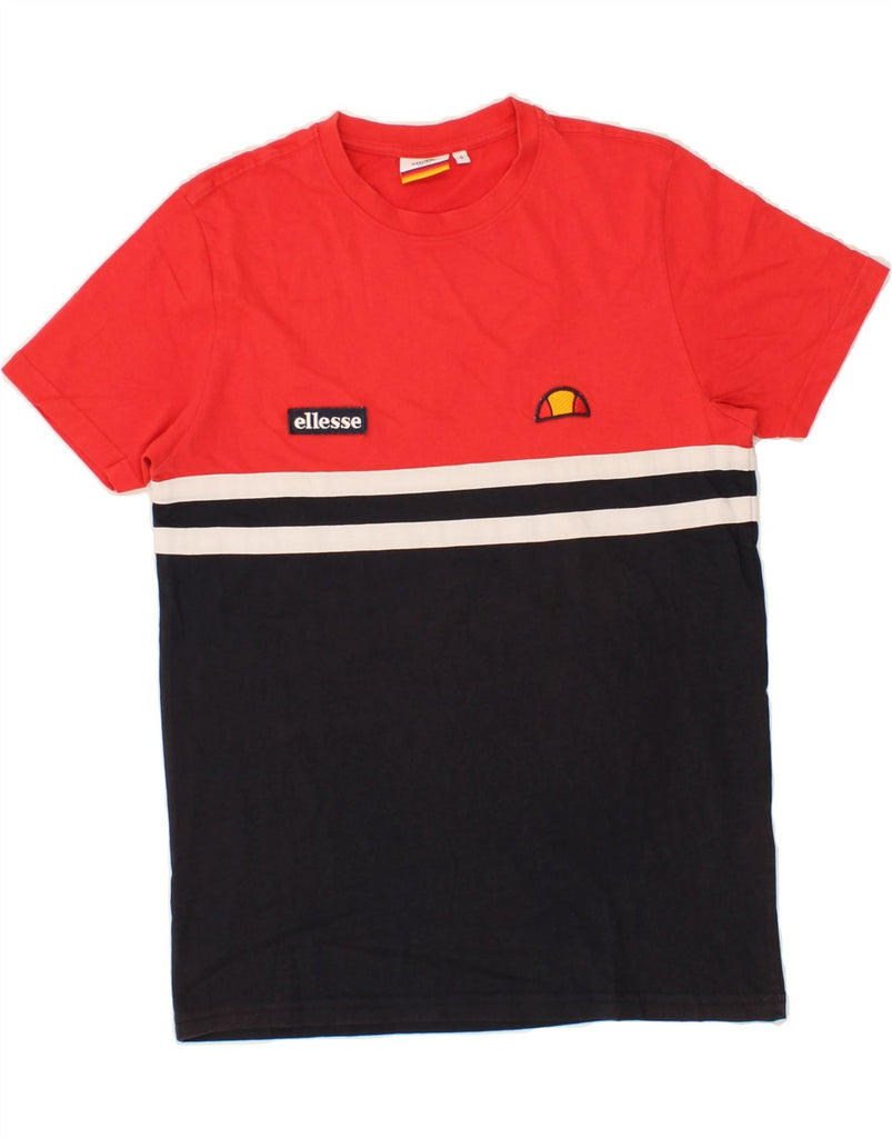 ELLESSE Mens T-Shirt Top Small Red Colourblock Cotton | Vintage Ellesse | Thrift | Second-Hand Ellesse | Used Clothing | Messina Hembry 