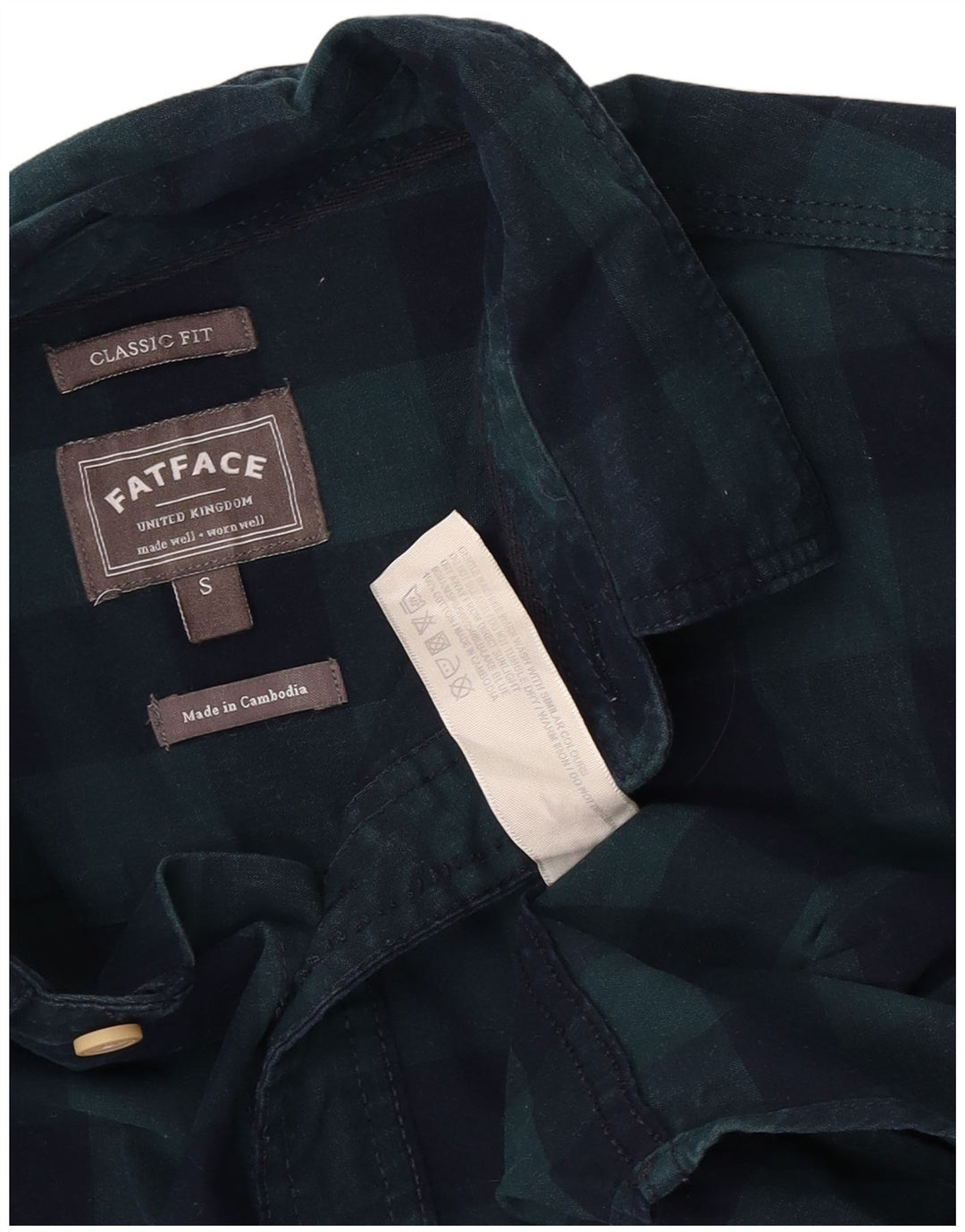 Fat Face Mens Classic Fit Flannel Shirt Small Green Check Cotton