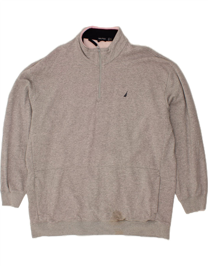 NAUTICA Mens Zip Neck Sweatshirt Jumper 3XL Grey Cotton Vintage Nautica and Second-Hand Nautica from Messina Hembry 