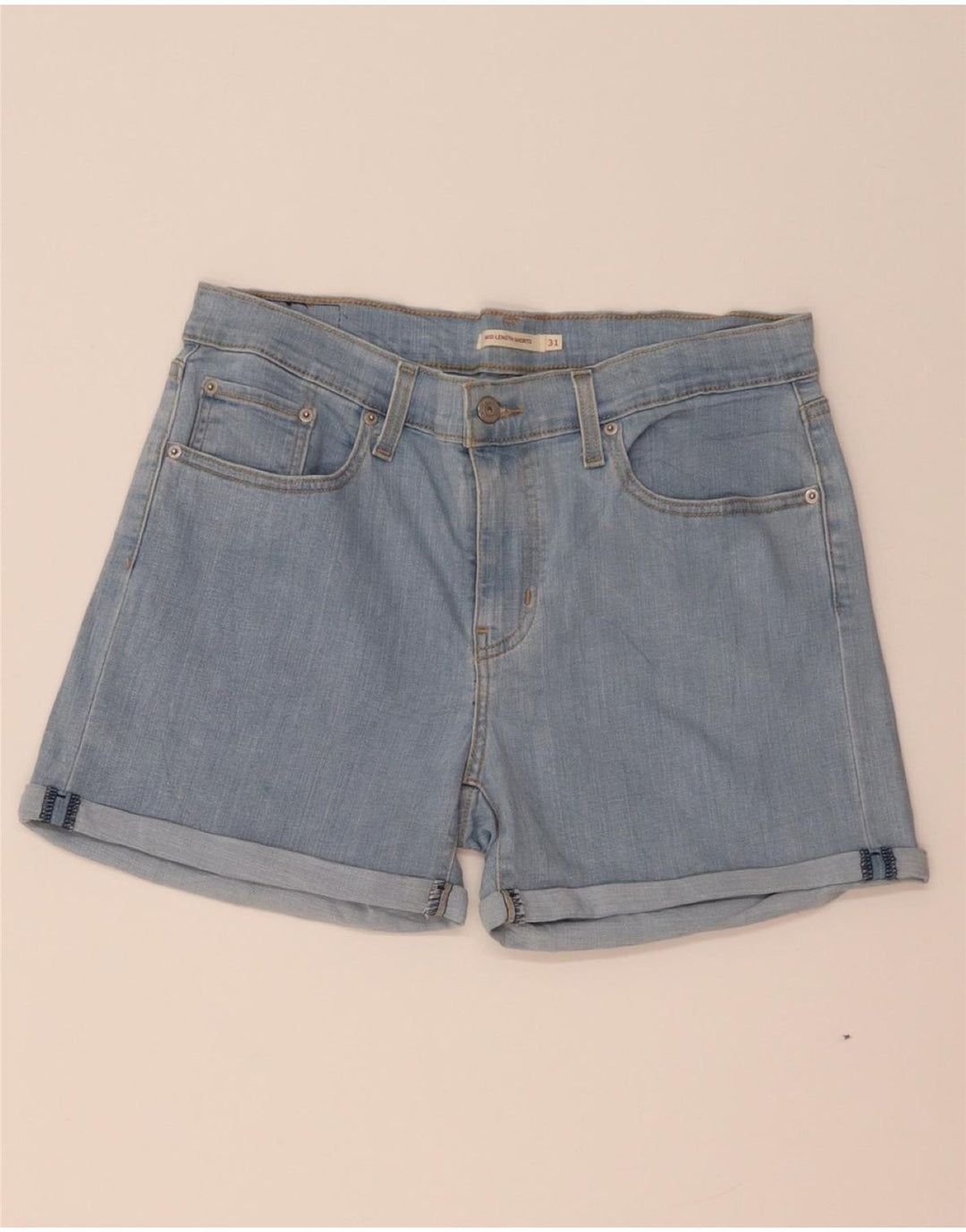 LEVI'S Womens Mid Rise Denim Shorts W31 Medium Blue Cotton