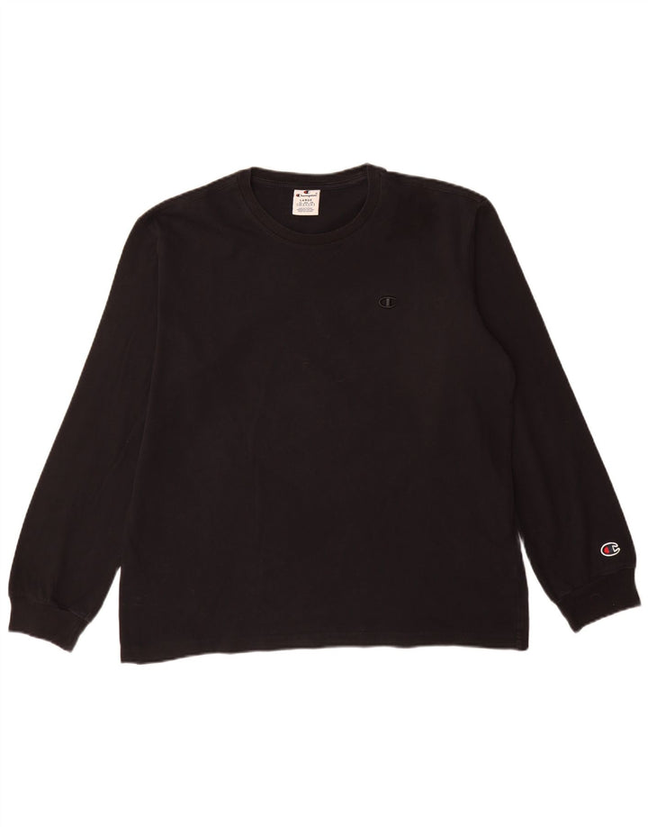 Champion Mens Top Long Sleeve Large Black Cotton