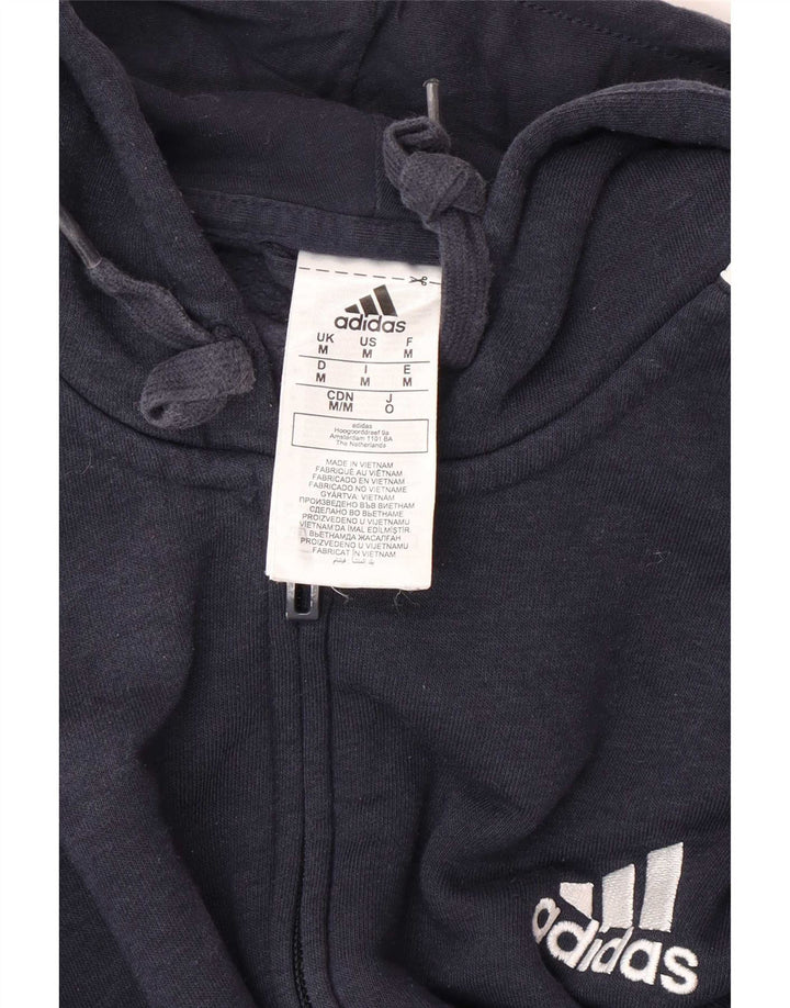 Adidas Mens Zip Hoodie Sweater Medium Navy Blue Cotton