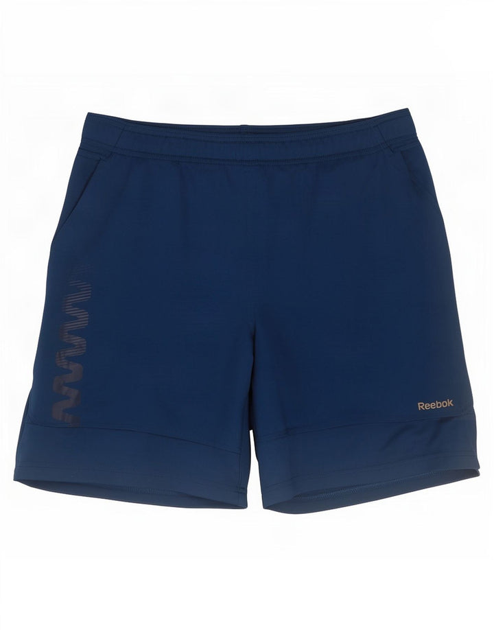 Reebok Mens Graphic Sport Shorts Small Navy Blue Polyester