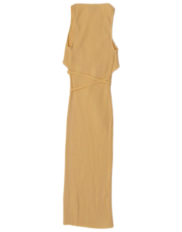 Zara Womens Sleeveless Maxi Dress UK 8 Small Yellow Cotton