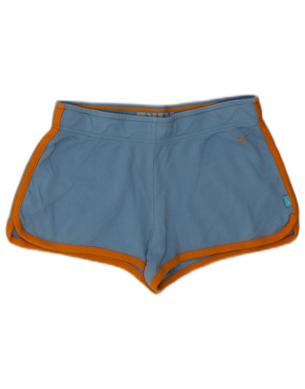 Nike Womens Sport Shorts UK 10 Small  Blue Cotton