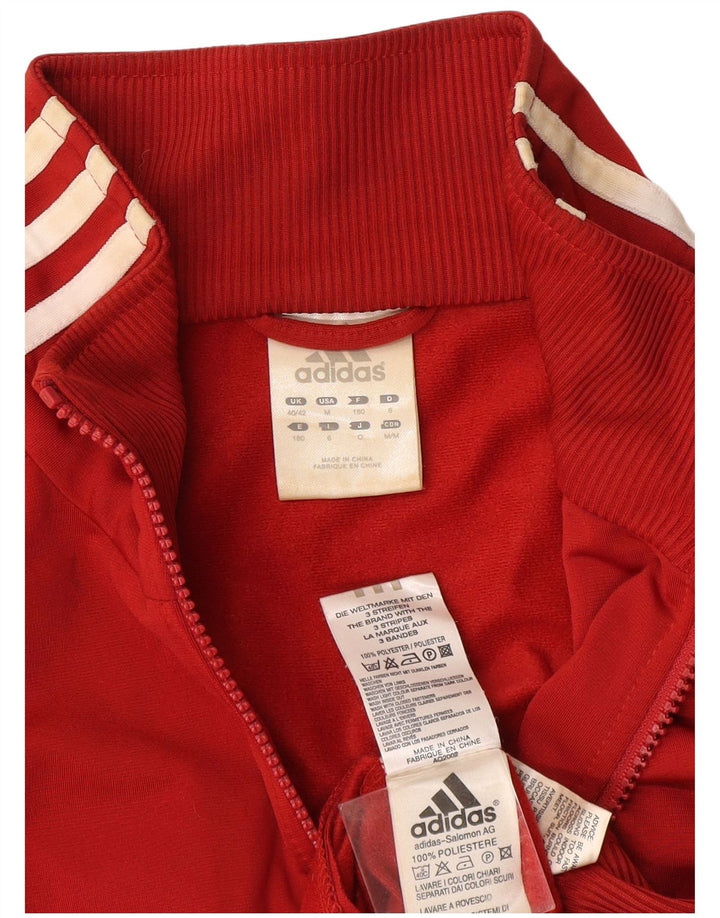 Adidas Mens Tracksuit Top Jacket UK 40/42 Medium Red Polyester