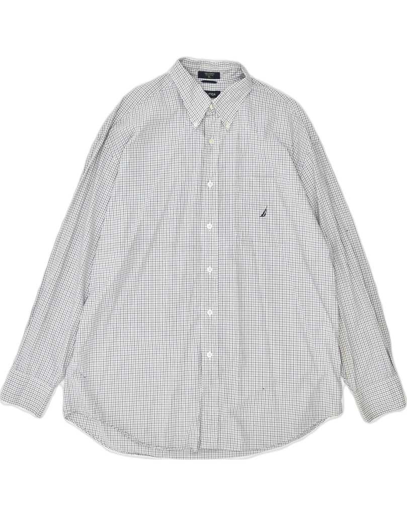 NAUTICA Mens Shirt XL Grey Check Cotton | Vintage | Thrift | Second-Hand | Used Clothing | Messina Hembry 