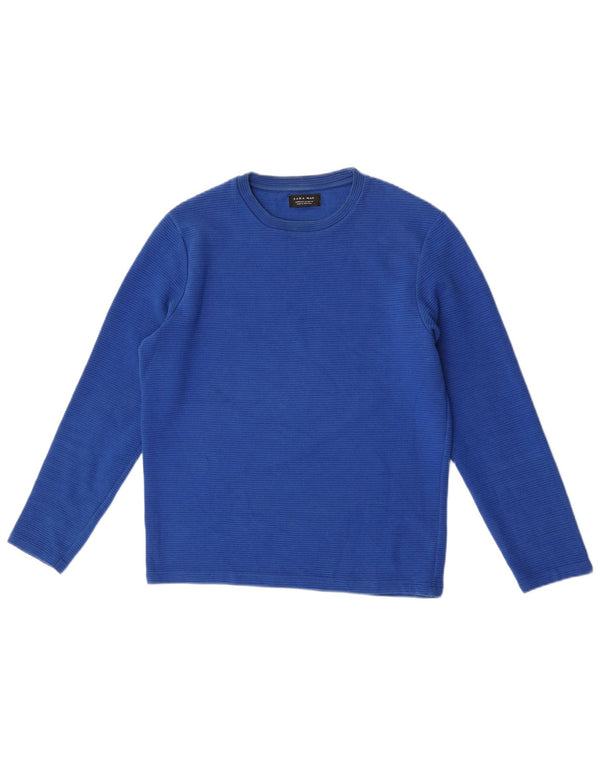 Zara Mens Top Long Sleeve Medium Blue Cotton