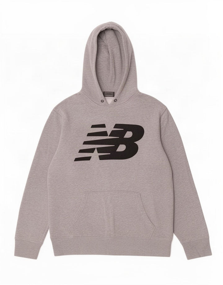 New Balance Mens Graphic Hoodie Jumper Medium Grey Cotton