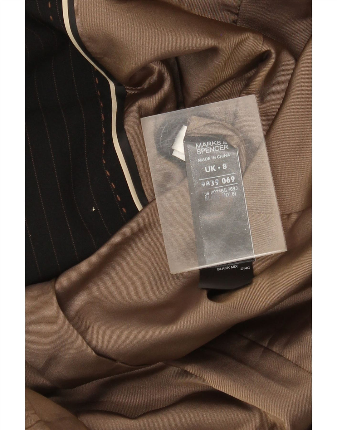 Marks & Spencer Womens 2 Button Blazer Jacket UK 8 Small Black Pinstripe