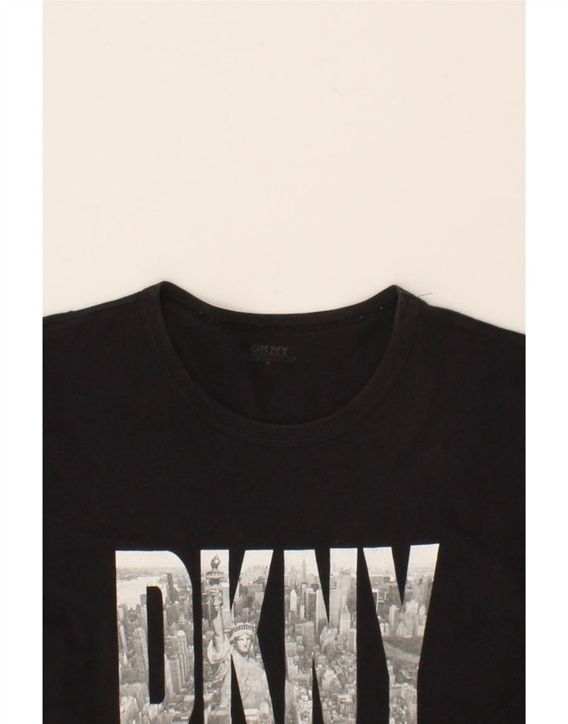 DKNY Mens Graphic T-Shirt Top Medium Black Cotton Vintage Dkny and Second-Hand Dkny from Messina Hembry 