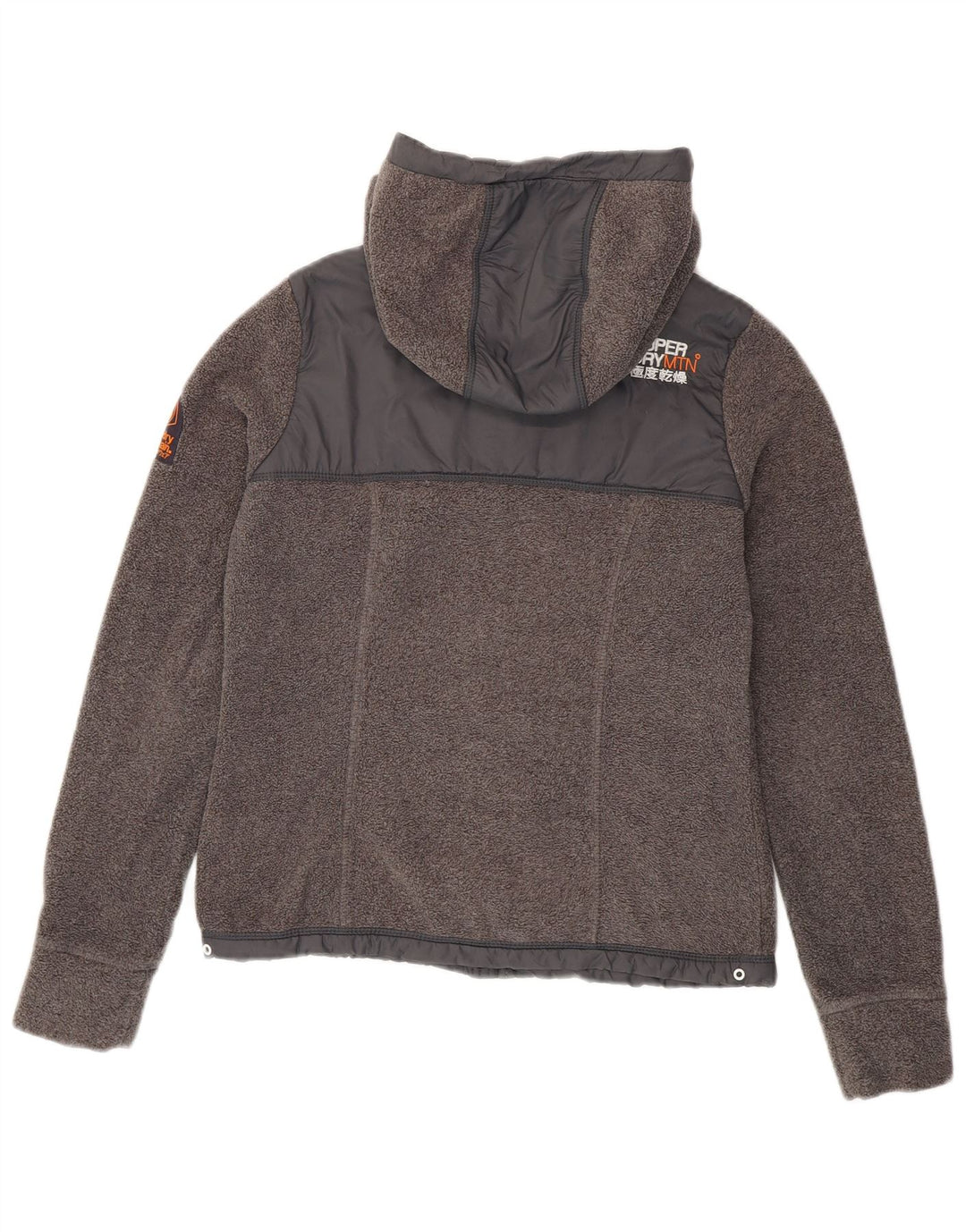 SUPERDRY Womens Hooded Hiking Fleece Jacket UK 10 Small Grey Polyester