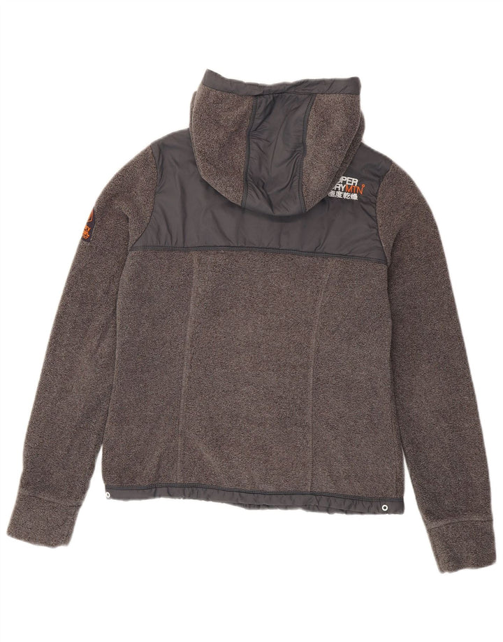 SUPERDRY Womens Hooded Hiking Fleece Jacket UK 10 Small Grey Polyester