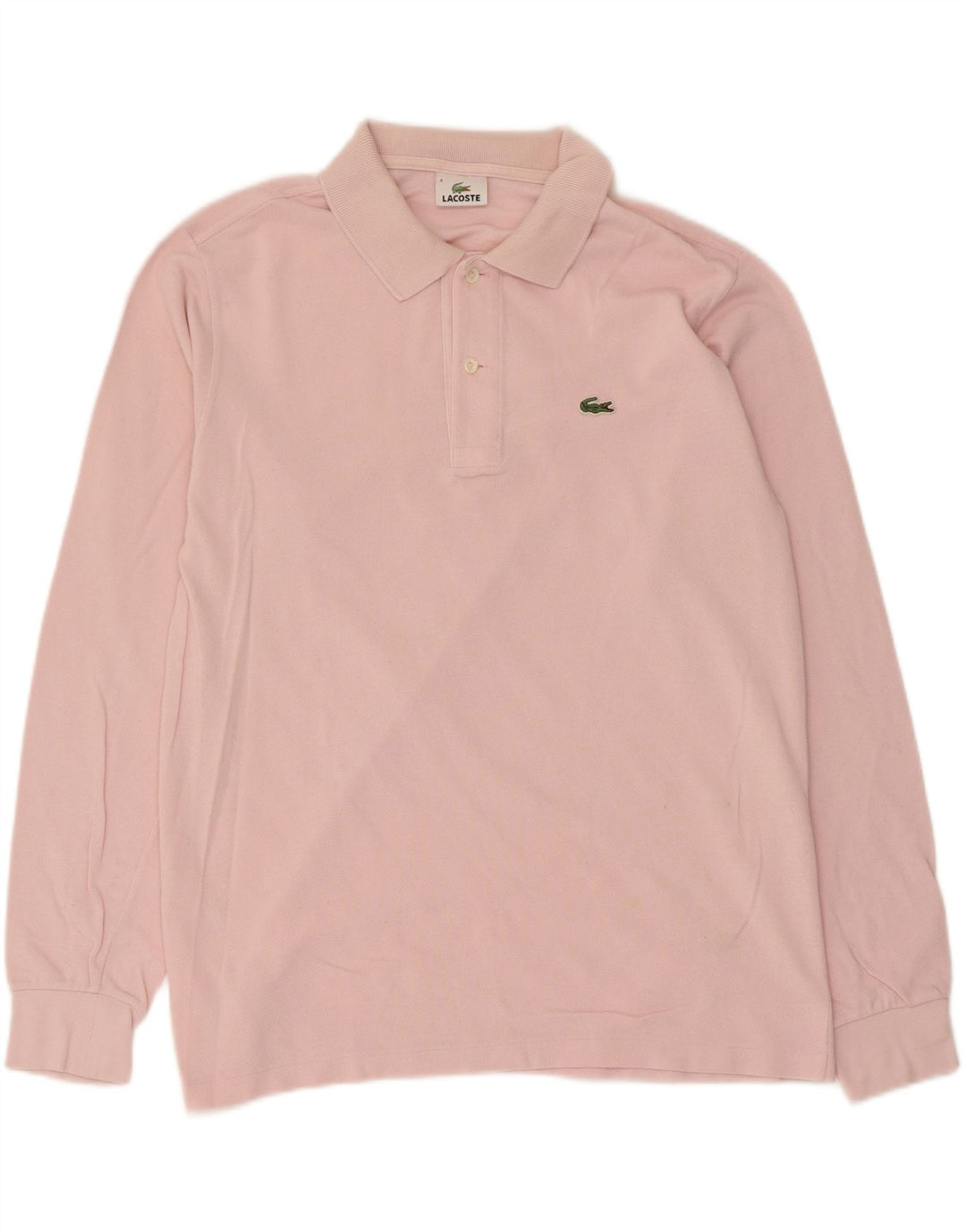 Lacoste Mens Long Sleeve Polo Shirt Size 4 Medium Pink Cotton