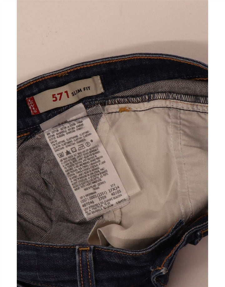 Levi's Womens 571 Slim Jeans W27 L34 Blue Cotton