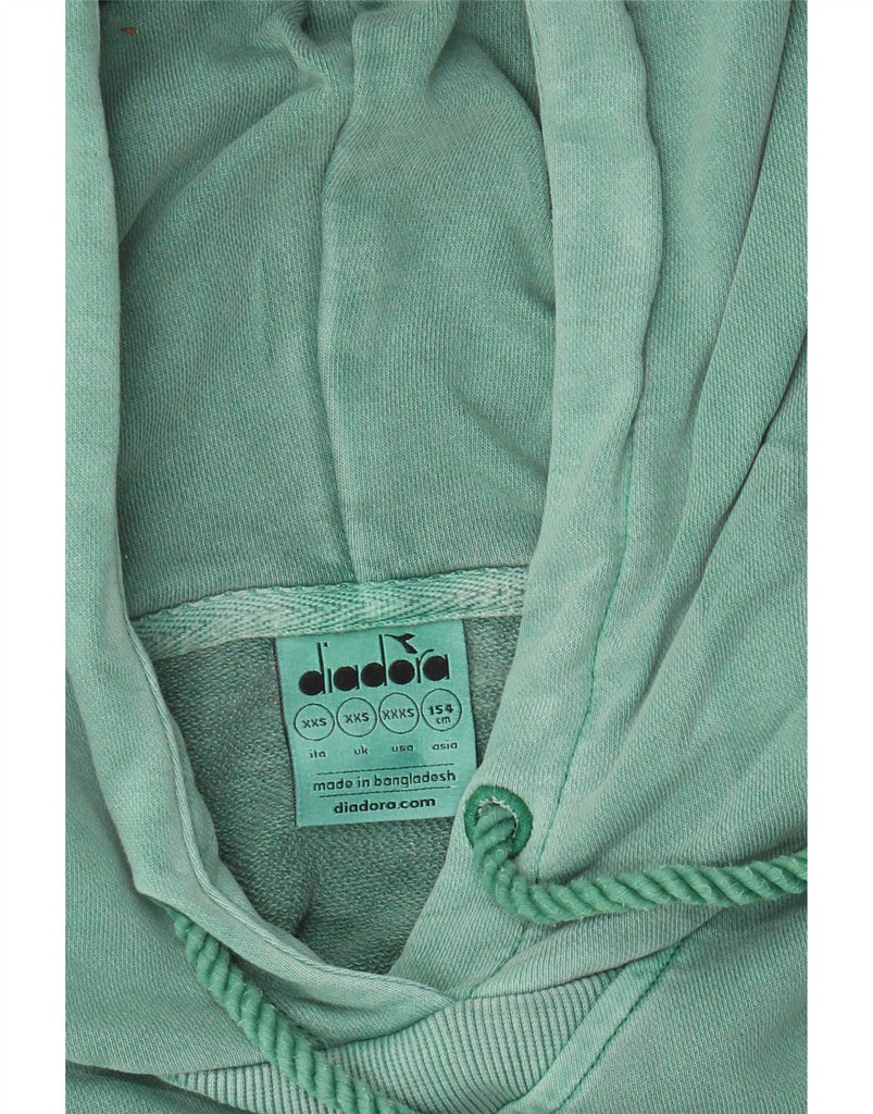 DIADORA Mens Graphic Hoodie Jumper 2XS Green Colourblock Vintage Diadora and Second-Hand Diadora from Messina Hembry 