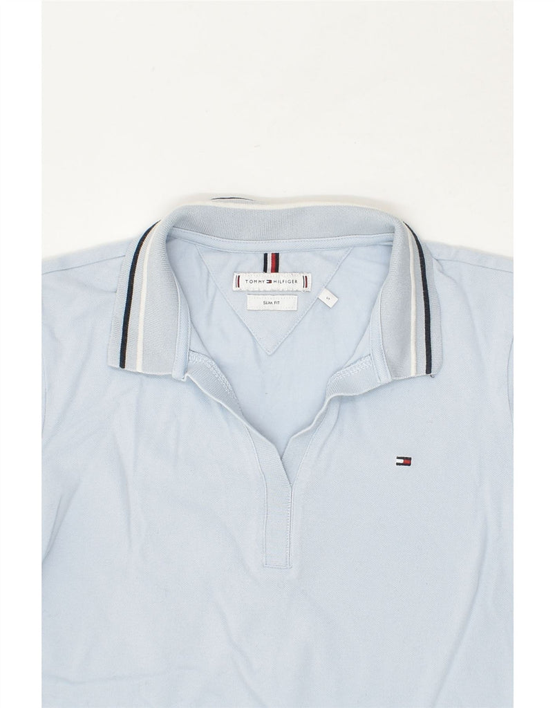 TOMMY HILFIGER Womens Slim Fit Polo Shirt UK 10 Small Blue Cotton | Vintage Tommy Hilfiger | Thrift | Second-Hand Tommy Hilfiger | Used Clothing | Messina Hembry 