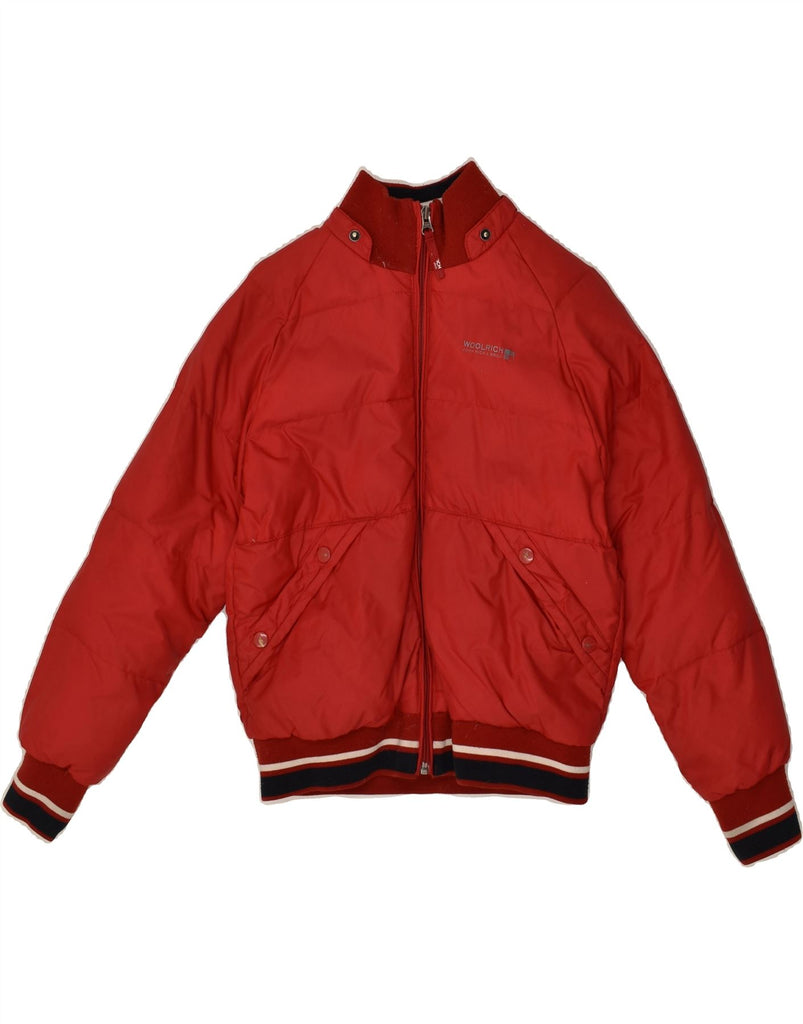 WOOLRICH Boys Graphic Bomber Padded Jacket 9-10 Years Red Polyester | Vintage Woolrich | Thrift | Second-Hand Woolrich | Used Clothing | Messina Hembry 