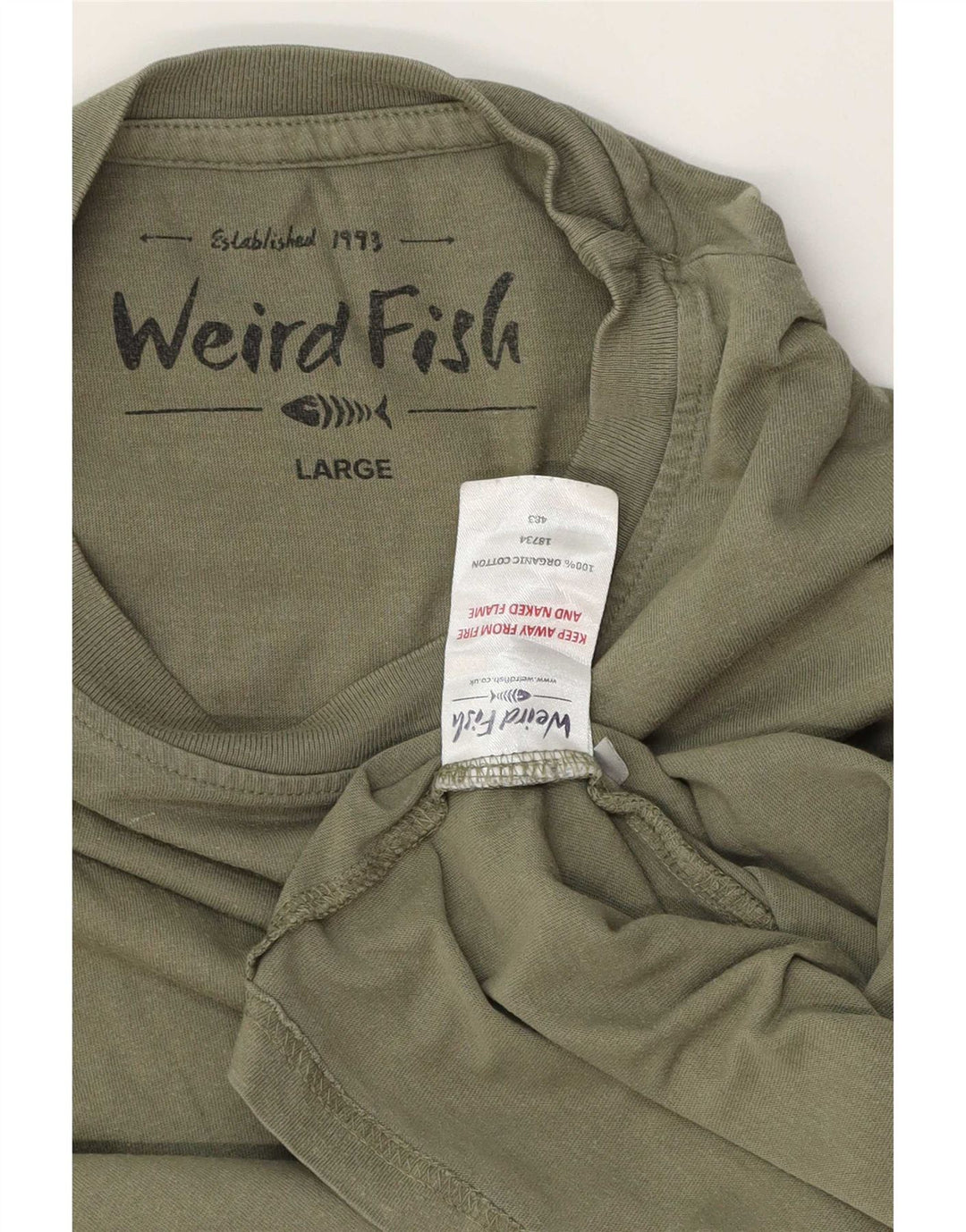Weird Fish Mens Graphic T-Shirt Top Large Khaki Cotton