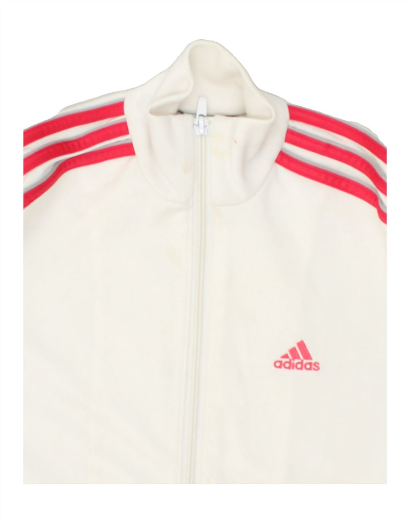 ADIDAS Girls Tracksuit Top Jacket 7-8 Years White Polyester | Vintage Adidas | Thrift | Second-Hand Adidas | Used Clothing | Messina Hembry 