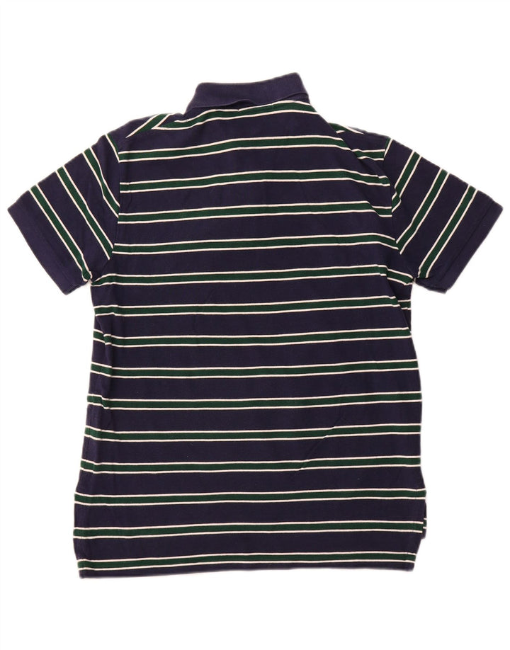POLO RALPH LAUREN Mens Polo Shirt Medium Navy Blue Striped Cotton