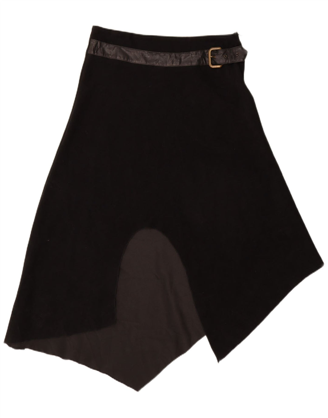 Vintage Womens High Waist Asymmetrical Skirt IT 48 XL W30  Black Polyester