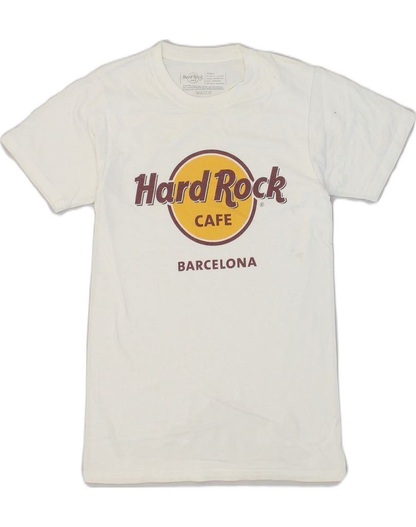 HARD ROCK CAFE Mens Barcelona Graphic T-Shirt Top XS White Cotton | Vintage Hard Rock Cafe | Thrift | Second-Hand Hard Rock Cafe | Used Clothing | Messina Hembry 