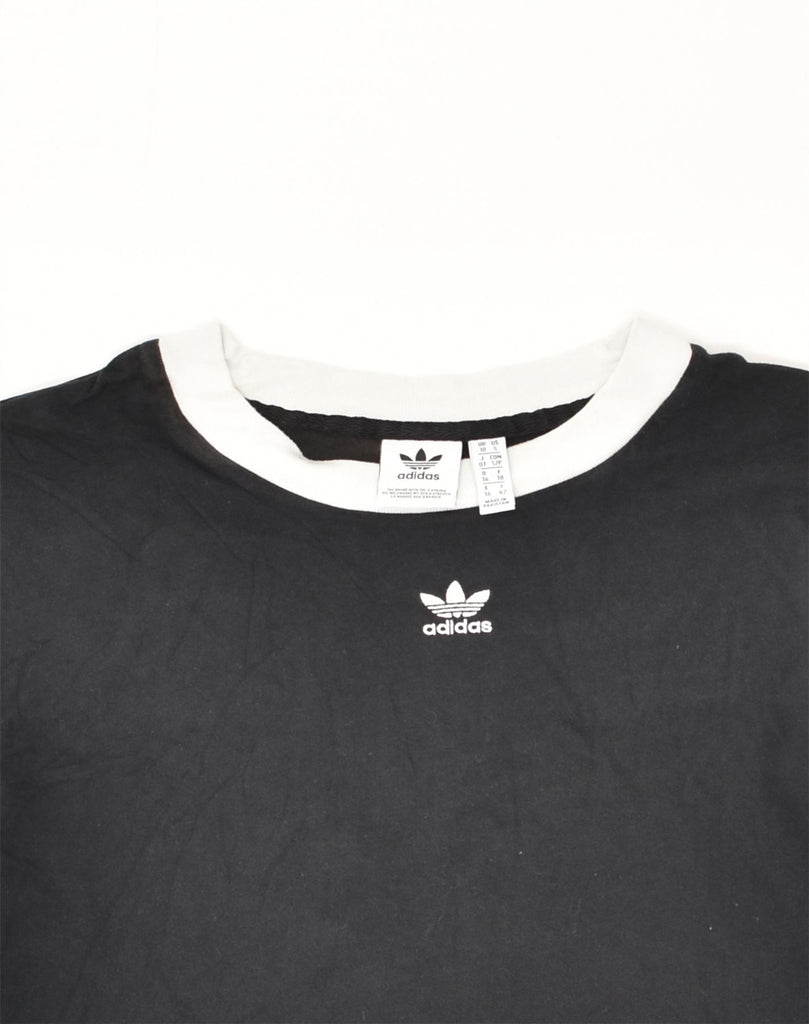 ADIDAS Womens Crop T-Shirt Top UK 10 Small Black Cotton | Vintage Adidas | Thrift | Second-Hand Adidas | Used Clothing | Messina Hembry 