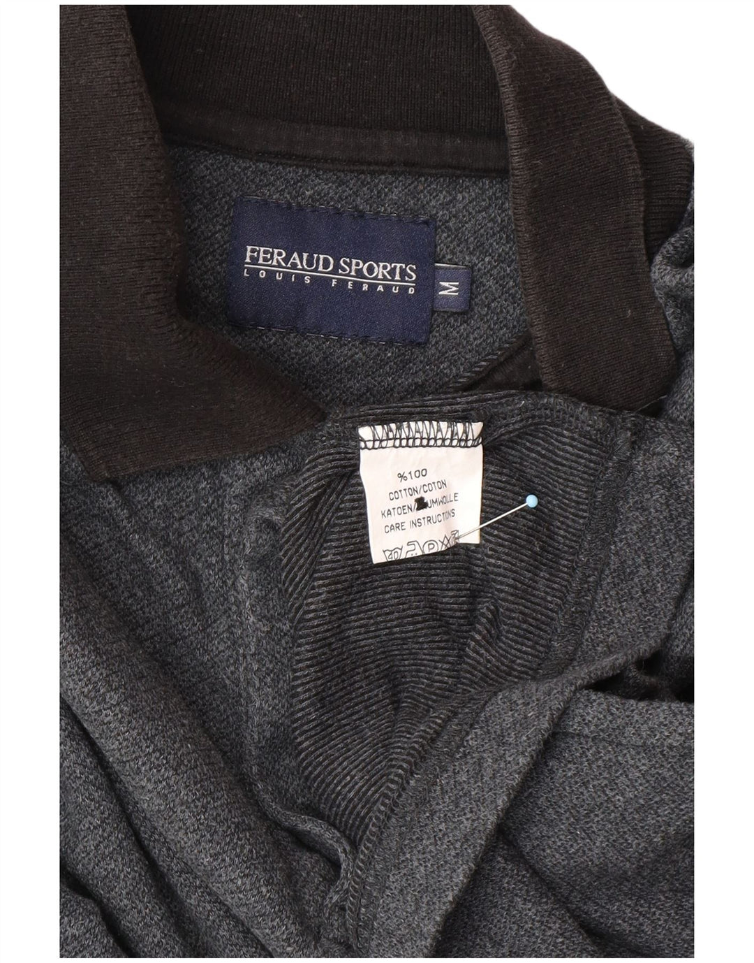 LOUIS FERAUD Mens Long Sleeve Polo Shirt Medium Grey Cotton