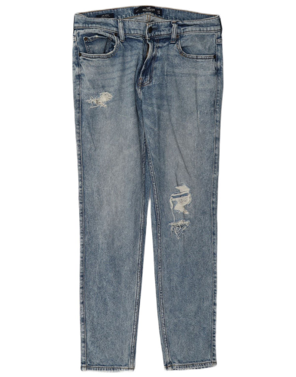 Hollister Womens Distressed Super Skinny Jeans W32 L30 Blue Cotton