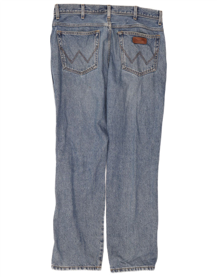 Wrangler Mens Regular Fit Straight Jeans W36 L32 Blue Cotton