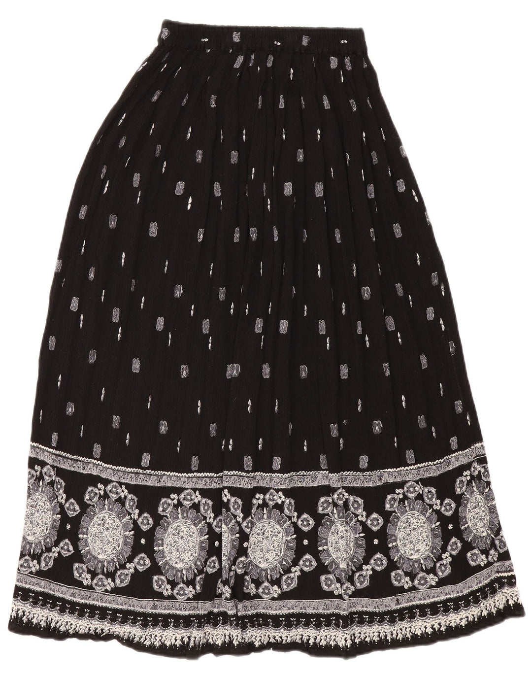 Vintage Womens Maxi Skirt W24 XS Black Geometric