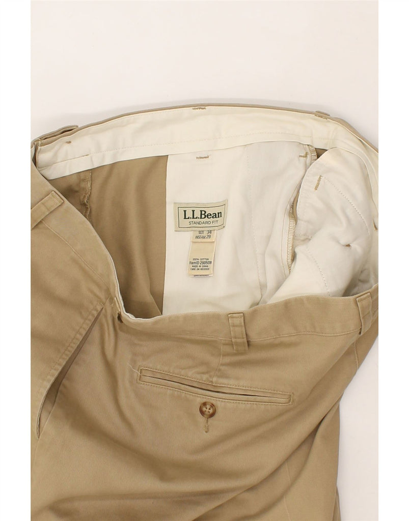 L.L.BEAN Mens Standard Fit Straight Chino Trousers W34 L30 Beige Cotton Vintage L.L.Bean and Second-Hand L.L.Bean from Messina Hembry 
