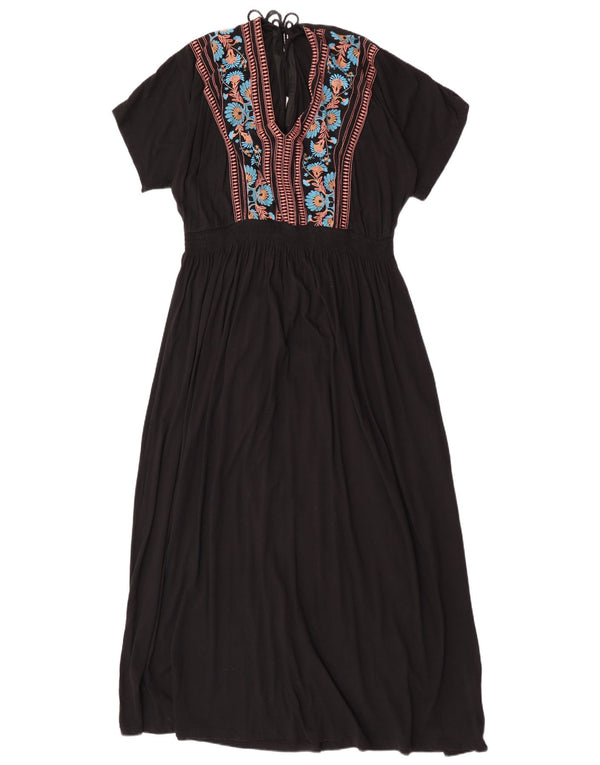 Marks & Spencer Womens Maxi Dress UK 20 2XL Black Floral Cotton