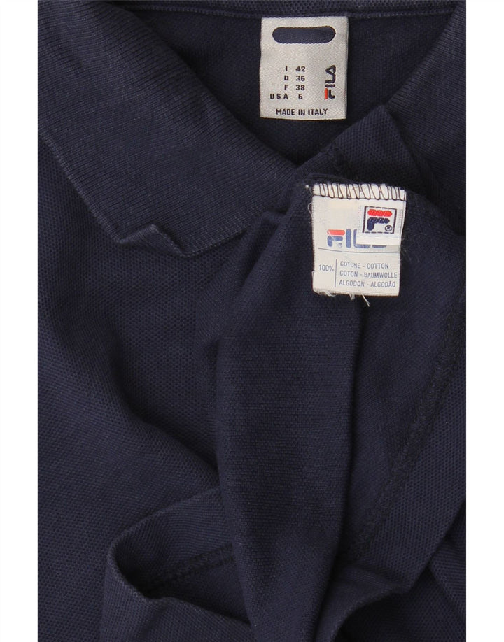 FILA Womens Polo Shirt IT 42 Medium Navy Blue Cotton