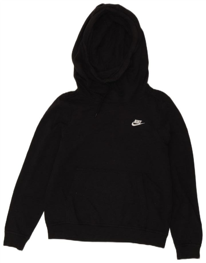 Nike Womens Hoodie Jumper UK 14 Medium Black Cotton