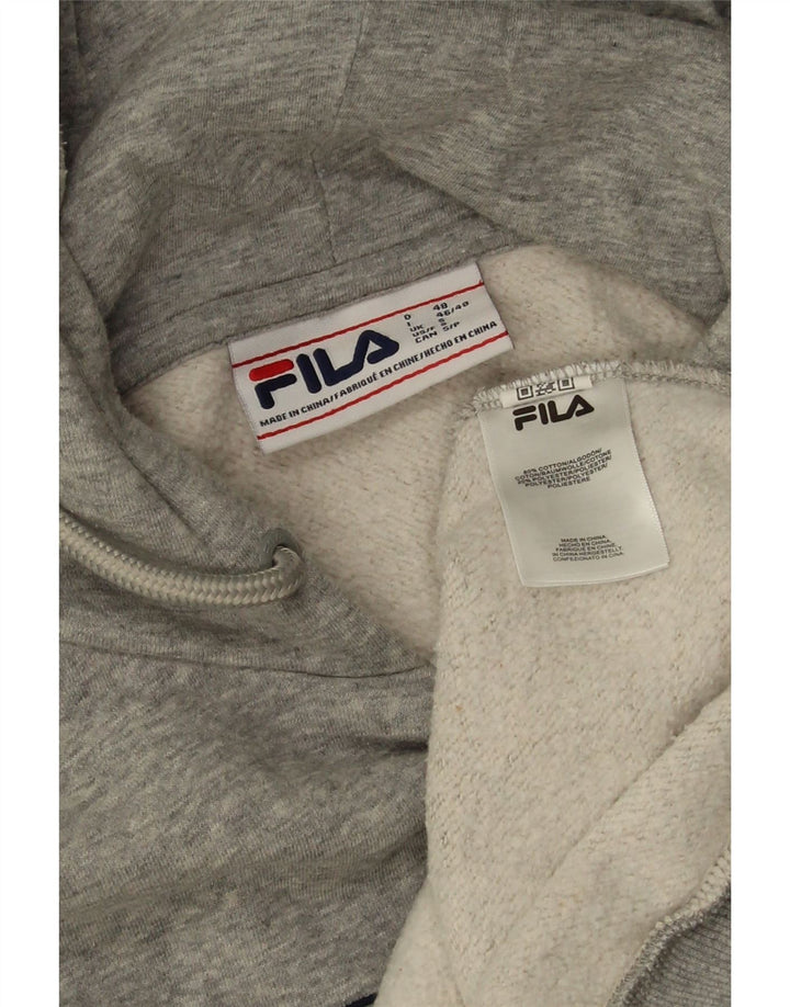 FILA Mens Graphic Hoodie Jumper Small Grey Flecked Cotton