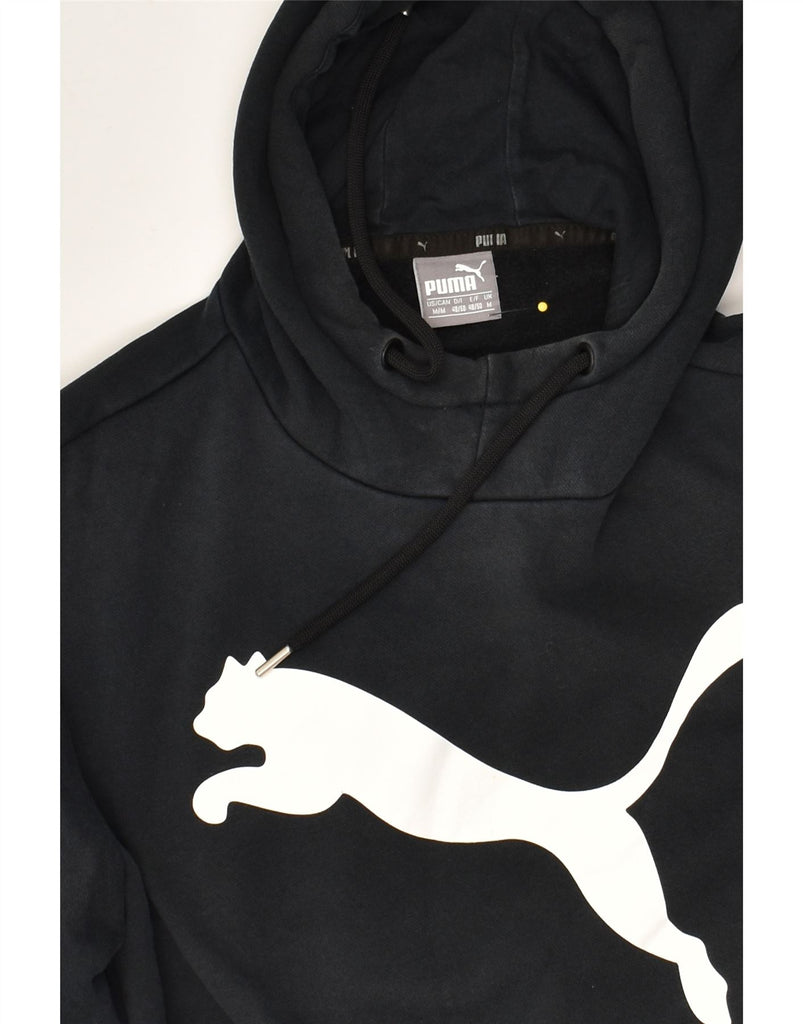 PUMA Mens Graphic Hoodie Jumper Medium Black Cotton | Vintage Puma | Thrift | Second-Hand Puma | Used Clothing | Messina Hembry 