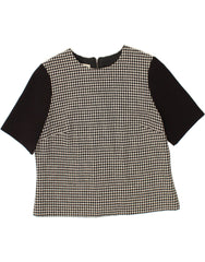 HOBBS Womens Crop Blouse Top UK 16 Large  Black Houndstooth Polyester